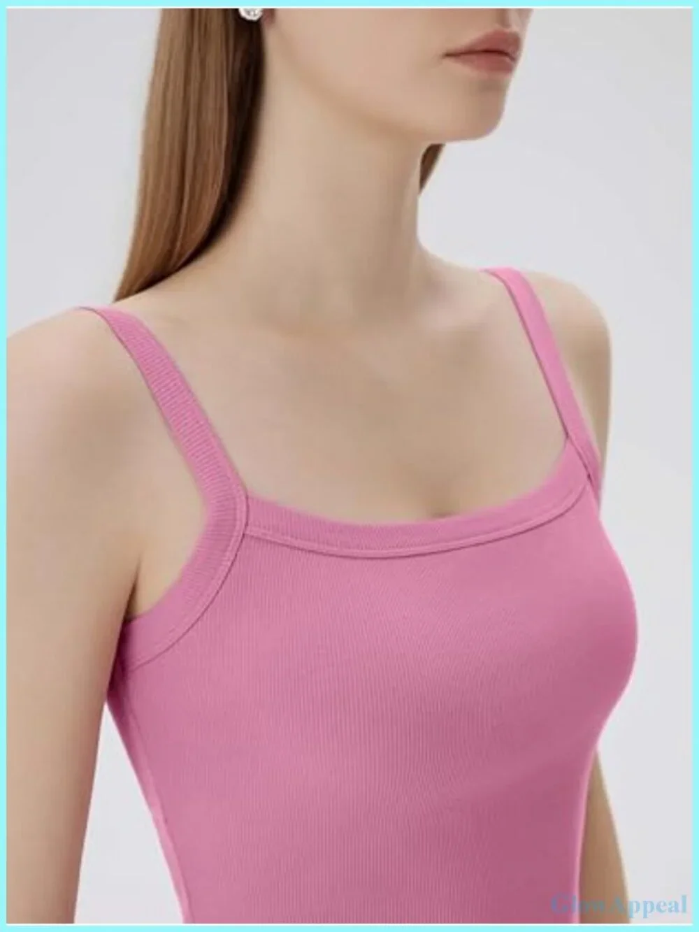 Cotton Rib Padded Tank Top Square Neck Sleeveless Camisole Going Out